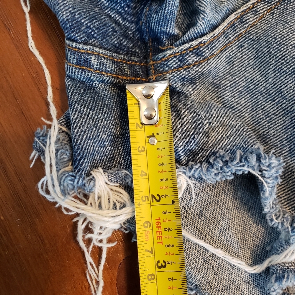 Zara 1975 Womens Bohemian Festival Button‎ Fly High Rise Denim Jean Shorts Sz 2 - Picture 10 of 10